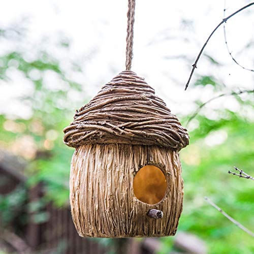 Casas para pájaros Casas De Aves Colgantes Casas De Aves Para Exteriores Resina Al Aire Libre Pájaro Pájaro Árbol Colgante Pájaro House Jardín Decoración ( Color : Beige , Size : 17*12*12cm )