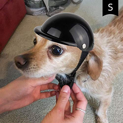 Casco para mascotas 1 PC Tamaño negro S M Casco de perro para motocicleta Sombrero de perrito para bicicletas Casco de círculo decorativo para mascotas Decorativo con gafas Para el ciclismo de ciclism