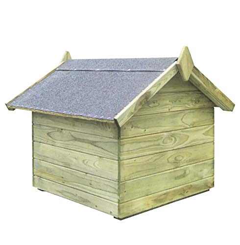 Caseta de Madera para Perros, Casa de Perro Impermeable con Tejado para Exterior, 74 x 78,5 x 61,5 cm