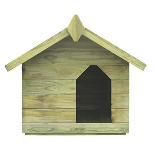 Caseta de Madera para Perros, Casa de Perro Impermeable con Tejado para Exterior, 74 x 78,5 x 61,5 cm