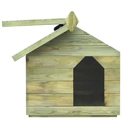 Caseta de Madera para Perros, Casa de Perro Impermeable con Tejado para Exterior, 74 x 78,5 x 61,5 cm