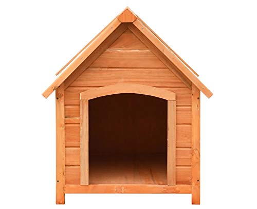 Caseta de perro con techo, casa de perro con marco de madera maciza para casa, jardín, patio, césped, terraza, 72 x 85 x 82 cm