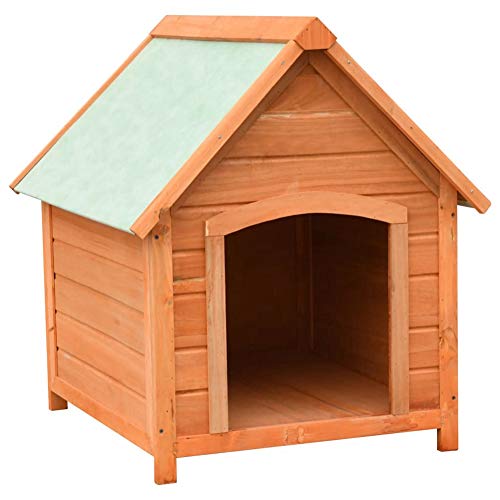 Caseta de perro con techo, casa de perro con marco de madera maciza para casa, jardín, patio, césped, terraza, 72 x 85 x 82 cm