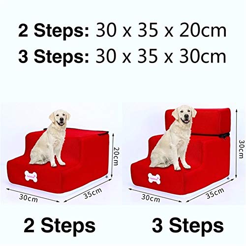 Caseta de Perro, Escaleras perro extraíble for mascotas Escaleras 3 pasos for el pequeño perro casa del gato del perro casero de rampa de escalera Perros antideslizantes de cama Suministros escaleras