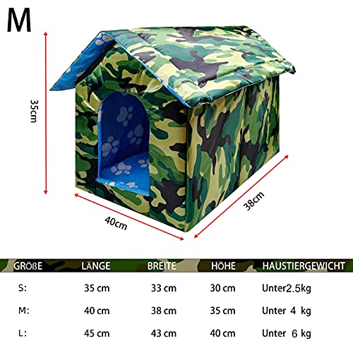 Caseta para gatos con techo de lona impermeable, resistente al viento, plegable para cuatro estaciones, para perros pequeños, para interiores y exteriores