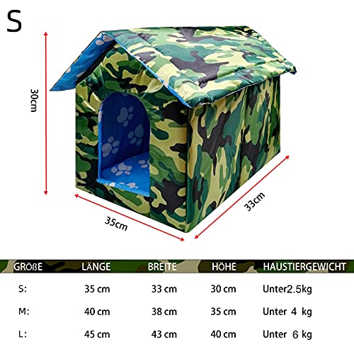 Caseta para gatos con techo de lona impermeable, resistente al viento, plegable para cuatro estaciones, para perros pequeños, para interiores y exteriores