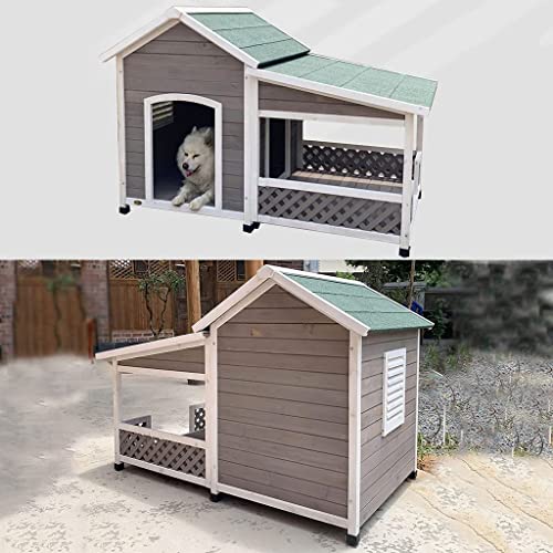 Caseta para perros, caseta para perros La perrera al aire libre con balcón aisló al aire libre de madera de madera for el pequeño refugio de perros de animales grandes de 148 × 86 × 83 cm Refugio para