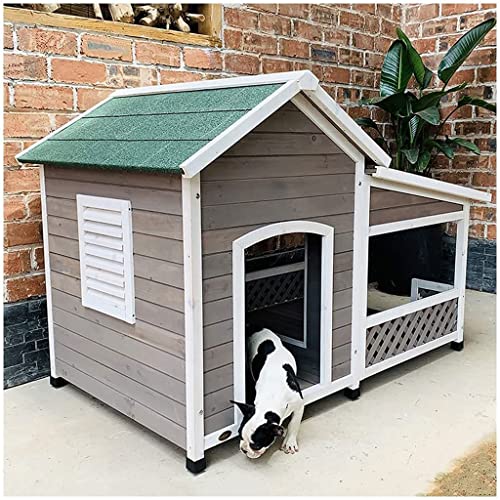 Caseta para perros, caseta para perros La perrera al aire libre con balcón aisló al aire libre de madera de madera for el pequeño refugio de perros de animales grandes de 148 × 86 × 83 cm Refugio para