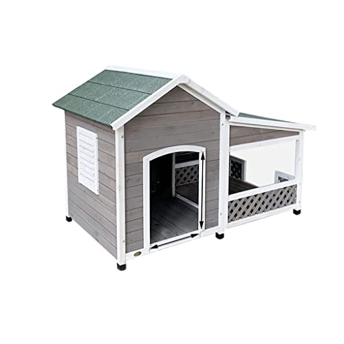 Caseta para perros, caseta para perros La perrera al aire libre con balcón aisló al aire libre de madera de madera for el pequeño refugio de perros de animales grandes de 148 × 86 × 83 cm Refugio para