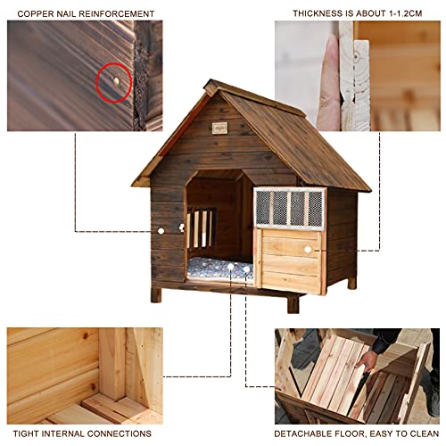 Caseta para Perros, Casetas para Perros de Madera Maciza, Jaula Casitas Gatos Casa para Perros Gatos Impermeable, Caseta Mascota para Exterior e Interior(Size:S(22 * 17.7 * 18.9Inch))