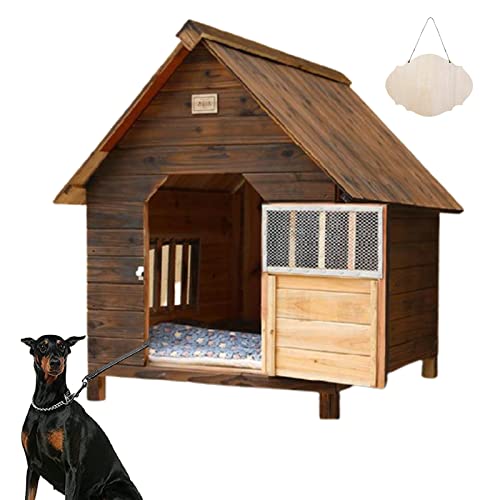 Caseta para Perros, Casetas para Perros de Madera Maciza, Jaula Casitas Gatos Casa para Perros Gatos Impermeable, Caseta Mascota para Exterior e Interior(Size:S(22 * 17.7 * 18.9Inch))