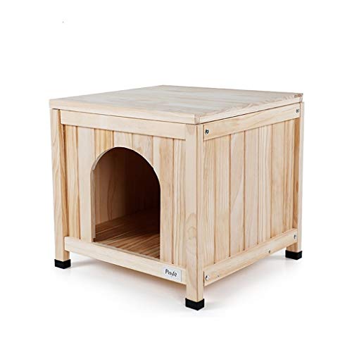 Casetas para Perros Chong Shi Perrera De Madera Maciza para Perros Pequeños, Cama Interior para Mascotas, Casa para Perros, Casa para Gatos (Color : Wood, Size : 60 * 63 * 80cm)