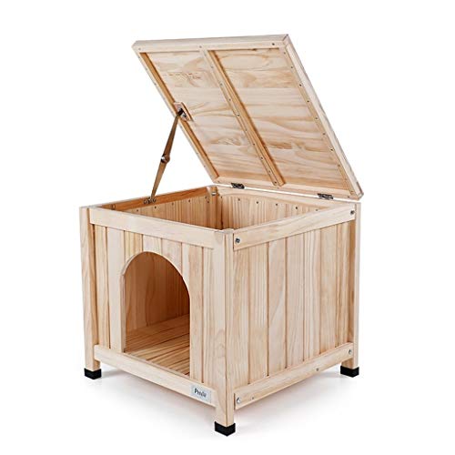 Casetas para Perros Chong Shi Perrera De Madera Maciza para Perros Pequeños, Cama Interior para Mascotas, Casa para Perros, Casa para Gatos (Color : Wood, Size : 60 * 63 * 80cm)