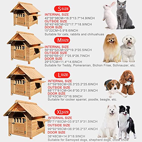 Casetas para Perros Exterior Impermeables, Caseta de Madera para Perros, Caseta Perros con Puerta Casa Perro Mediano Casa Perro Grande Casa Perro Pequeño(Size:S(Pets Less Than 13.5inch in Length))