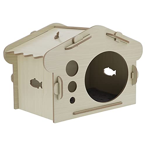 Casita de Madera para Gatos, Casita para Perros, Casita para Perros, Casita para Perros, Cesta para Gatos, Cueva para Gatos, Rascador para Gatos, Cartón con Puertas Y Ventanas Laterales para Uso Inter