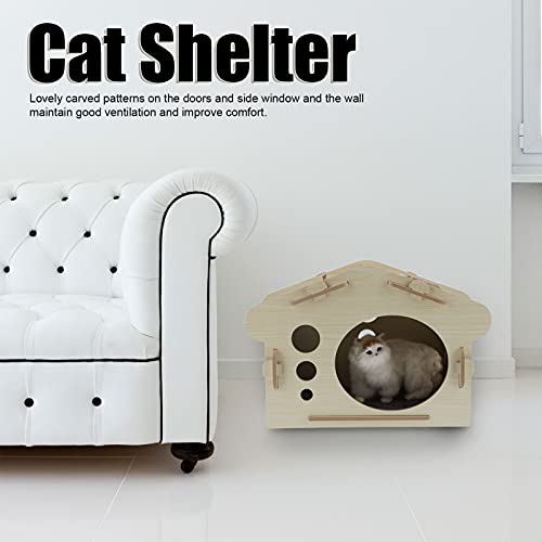 Casita de Madera para Gatos, Casita para Perros, Casita para Perros, Casita para Perros, Cesta para Gatos, Cueva para Gatos, Rascador para Gatos, Cartón con Puertas Y Ventanas Laterales para Uso Inter