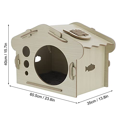 Casita de Madera para Gatos, Casita para Perros, Casita para Perros, Casita para Perros, Cesta para Gatos, Cueva para Gatos, Rascador para Gatos, Cartón con Puertas Y Ventanas Laterales para Uso Inter