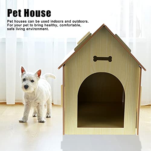 Casita de Madera para Perros, Casita para Perros Interior Plegable, Casita para Perros Lugar para Dormir Resistente a la Intemperie Y a los Arañazos para Mascotas Casa para Mascotas 58 X 45 X(gris)