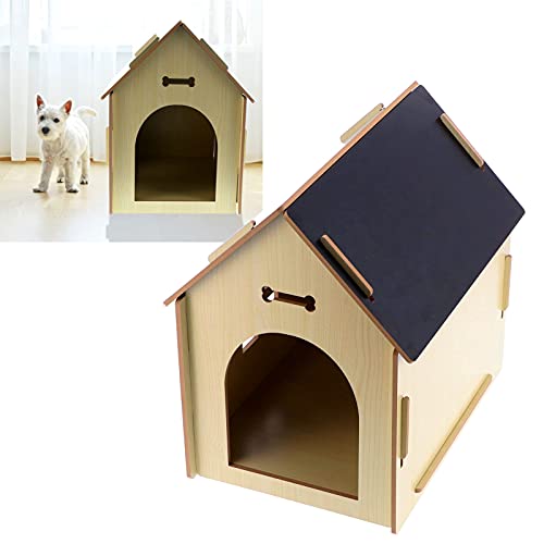 Casita de Madera para Perros, Casita para Perros Interior Plegable, Casita para Perros Lugar para Dormir Resistente a la Intemperie Y a los Arañazos para Mascotas Casa para Mascotas 58 X 45 X(gris)