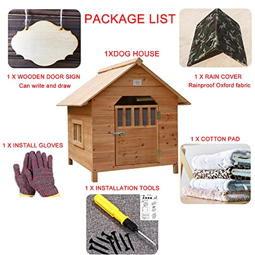 Casita para Perro Pequeño, Casita para Perro Mediano, Casita para Perro Grande, Casa Perro Madera, Caseta Perro, Impermeable Casa para Gatos Exteriores c(Size:S(For pets less than 13.5inch in length))