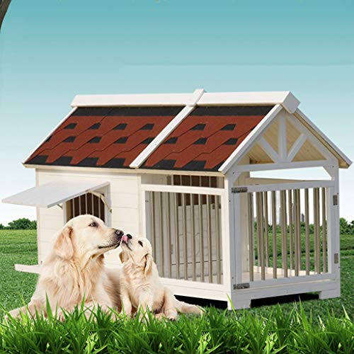 Casita para Perros Casita para Exteriores con Valla Casita para Perros Pequeños Y Medianos Adecuado para Gatos, Perros, Conejos, Gallinas Y Otros Animales Aislamiento Térmico