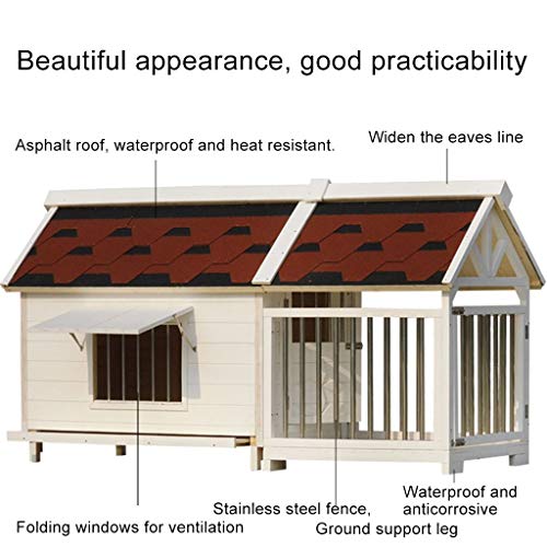 Casita para Perros Casita para Exteriores con Valla Casita para Perros Pequeños Y Medianos Adecuado para Gatos, Perros, Conejos, Gallinas Y Otros Animales Aislamiento Térmico