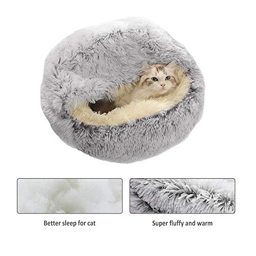 CATISM Cama para Perros y Gatos Cojín para Mascotas Lavables Cama para Gatos Cama Redonda Felpa para Gatos Suave y Cómoda