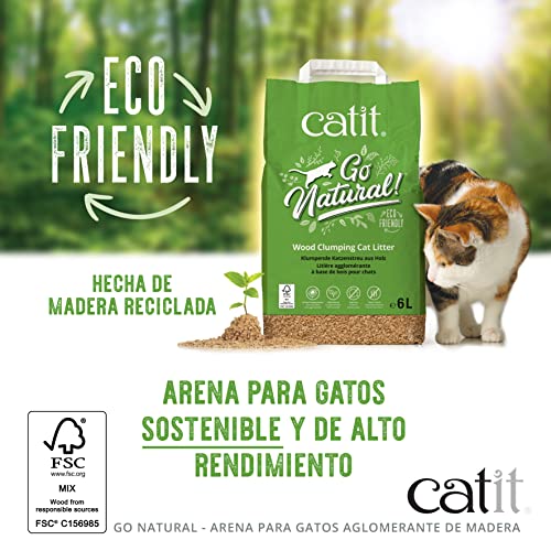 Catit ¡Vaya natural! arena aglomerante de madera para gatos, 1 x 15 litros