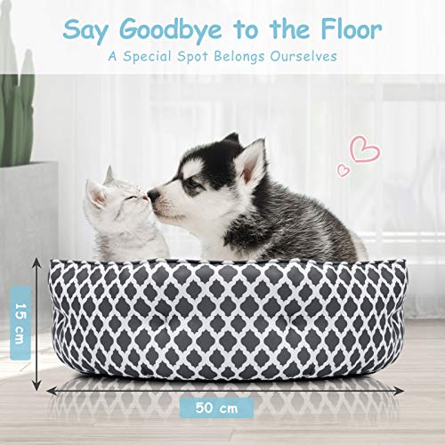 CatRomance Cama Gato y Perros Pequeños de Cálida 50cm de Diámetro, Cama para Mascotas Lavable con Suave Cojín Desmontable para Gatos Pequeño y Grandes, Perros Pequeños, 50x50x15 cm