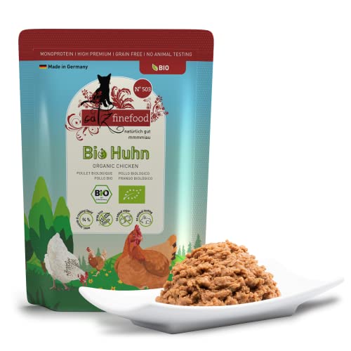 catz finefood Comida para Gatos ecológica de Pollo - N° 503 - Comida húmeda para Gatos - 12 x 85 g - Sin Cereales ni azúcar añadido (1,02 kg)