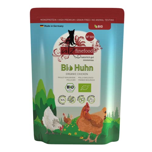 catz finefood Comida para Gatos ecológica de Pollo - N° 503 - Comida húmeda para Gatos - 12 x 85 g - Sin Cereales ni azúcar añadido (1,02 kg)