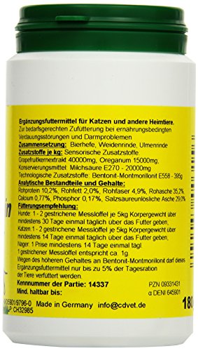 cdVet Naturprodukte DarmRein Pulver 180 g - Dog & Cat - intestinal Protector - intestinal mucosa - Minerals + Trace Elements + nutrients - Digestive - intestinal Health - Immune System - Bacteria -