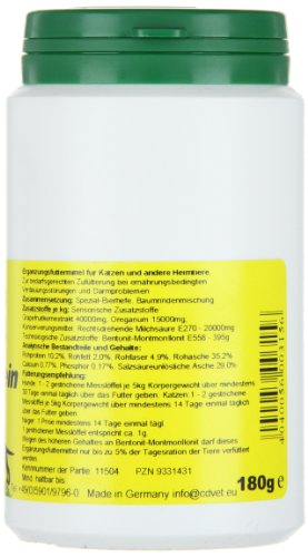 cdVet Naturprodukte DarmRein Pulver 180 g - Dog & Cat - intestinal Protector - intestinal mucosa - Minerals + Trace Elements + nutrients - Digestive - intestinal Health - Immune System - Bacteria -