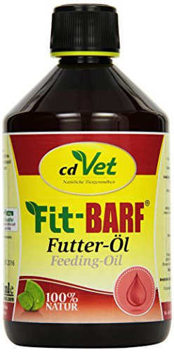 cdVet Naturprodukte Fit-Barf Feeding Oil 500 ml - Dog & Cat - Linseed Oil - Supply of Essential Fatty acids Vegetable Oils - Cold Pressed - Energy Donor - Raw Feeding - Barf-