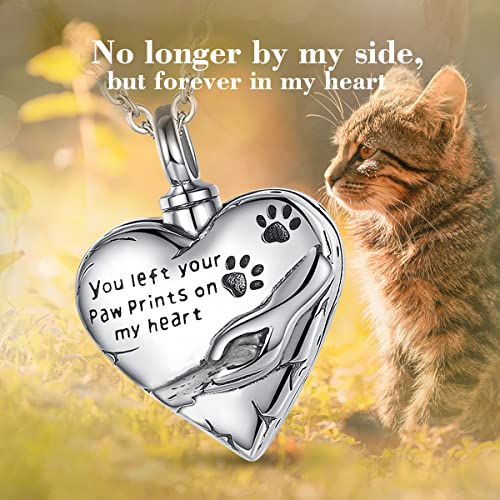 CELESTIA Mujer Colgante para Cenizas Incineración, Corazón Urna Collar de Plata de ley 925 con Inscripción, Memorial Joyas para Mascotas Perro Gato, Regalos de Consolación