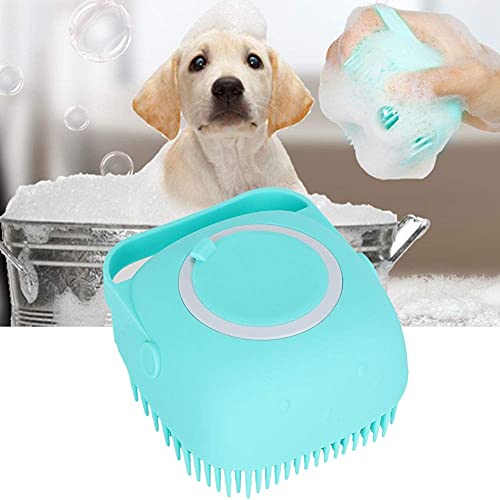 Cepillo de baño de mascotas, Multifunción Cepillo de masaje de goma Mascota Cepillo Cepillo de pelo largo Paño de baño de perro con almacenamiento de champú, perro gato cachorro ducha aseo