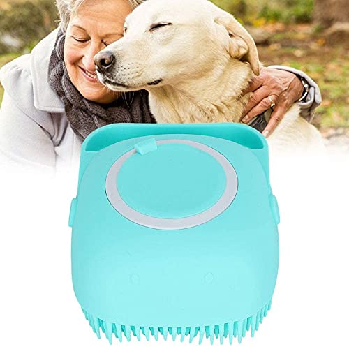 Cepillo de baño de mascotas, Multifunción Cepillo de masaje de goma Mascota Cepillo Cepillo de pelo largo Paño de baño de perro con almacenamiento de champú, perro gato cachorro ducha aseo