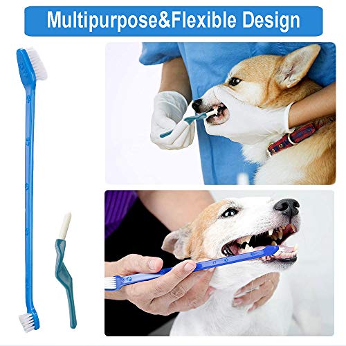 Cepillo de dientes para perros,cepillos de dientes para perros, mascotas,cepillo de dientes de doble cabezal,herramienta de limpieza de dientes para perros Y gatos,elimina la placa y el sarro