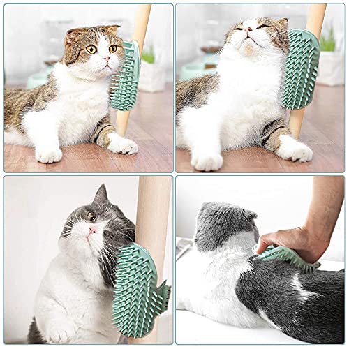 Cepillo de Esquina Masaje Para Gatos Caucho, Cepillo de Masaje Para Gato con Juguete Depilación Grooming, Cepillo Gato Esquina Para la Autolimpieza de Perros Gatos