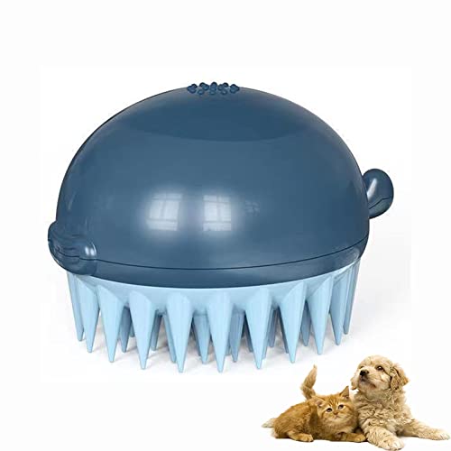 Cepillo de Masaje para Mascotas, 1 Pieza Cepillo de baño para perros y gatos con dosificador de champú, Adecuado para la ducha de perros y gatos de pelo corto o largo