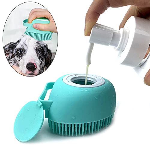 Cepillo Mascotas, Cepillos para Perros de Silicona, 90*90*80MM Cepillo de Baño para Perros y Gatos, Cepillo de Limpieza y Masaje para Perros, Cepillo Mascotas Quita Pelo (azul)