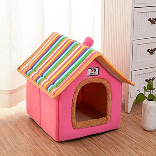 Cesta para Mascotas Hecha de Felpa 5 Colores Diferentes y 4 tamaños - Lavable y a Prueba de arañazos casa para los Perros y Gatos (Style 5, S (33x28x35cm))