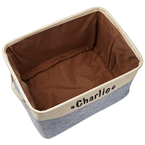 Cesta plegable para perro PET ARTIST con nombre personalizado de mascota – Caja de almacenamiento rectangular organizador para juguetes para perros, abrigos para perros, ropa para perros y accesorios