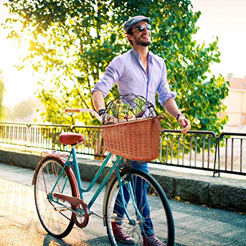 Cesta trasera grande de mimbre para bicicleta para gatos y perros, bolsa para coche al aire libre, para perros y gatos (peso de hasta 25 libras)