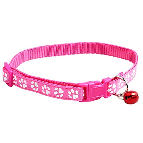 CESUO 2 Collares de Gato Ajustables Cargados con Campanas, Diseeo de Impresión de Garra para Mascotas, Collar de Liberación Rápida Y Segura para El Gato (Rosa Y Negro)