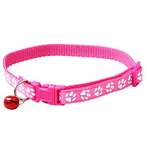 CESUO 2 Collares de Gato Ajustables Cargados con Campanas, Diseeo de Impresión de Garra para Mascotas, Collar de Liberación Rápida Y Segura para El Gato (Rosa Y Negro)