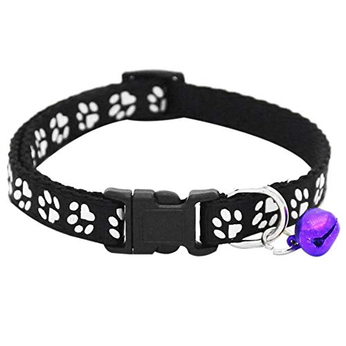 CESUO 2 Collares de Gato Ajustables Cargados con Campanas, Diseeo de Impresión de Garra para Mascotas, Collar de Liberación Rápida Y Segura para El Gato (Rosa Y Negro)