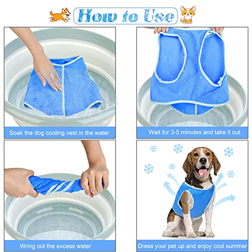 Chaleco Refrescante Perro, Chaleco de Refrigeración para Perro Transpirable, Chaleco de Enfriamiento para Perros con Cinta Mágica para Perros Pequeños, Medianos y Grande (Large)