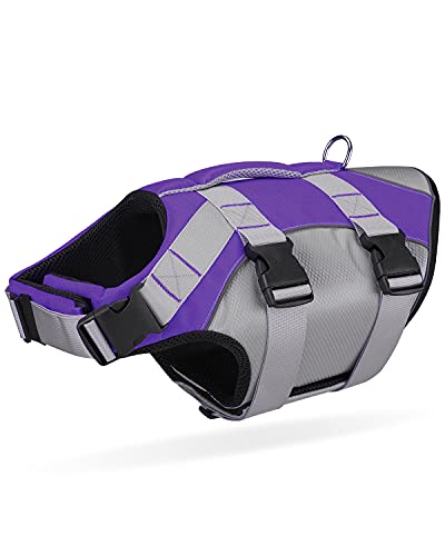 Chaleco Salvavidas para Perro con Flotabilidad Superior y Asa de Rescate Reflectante Chaleco Salvavidas para Mascotas de Verano Chaleco Salvavidas Chaleco Flotador para Perros Natación Morado M