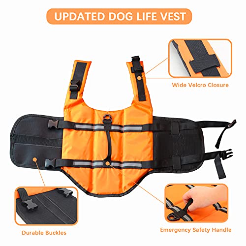 Chaleco Salvavidas para Perros para Dog Vest Life Jacket Entrenamiento de natación de Perros con Cierres de Clic Ajustables y Tiras Reflectantes, Disponible en 5 tamaños Diferentes, Naranja, XS